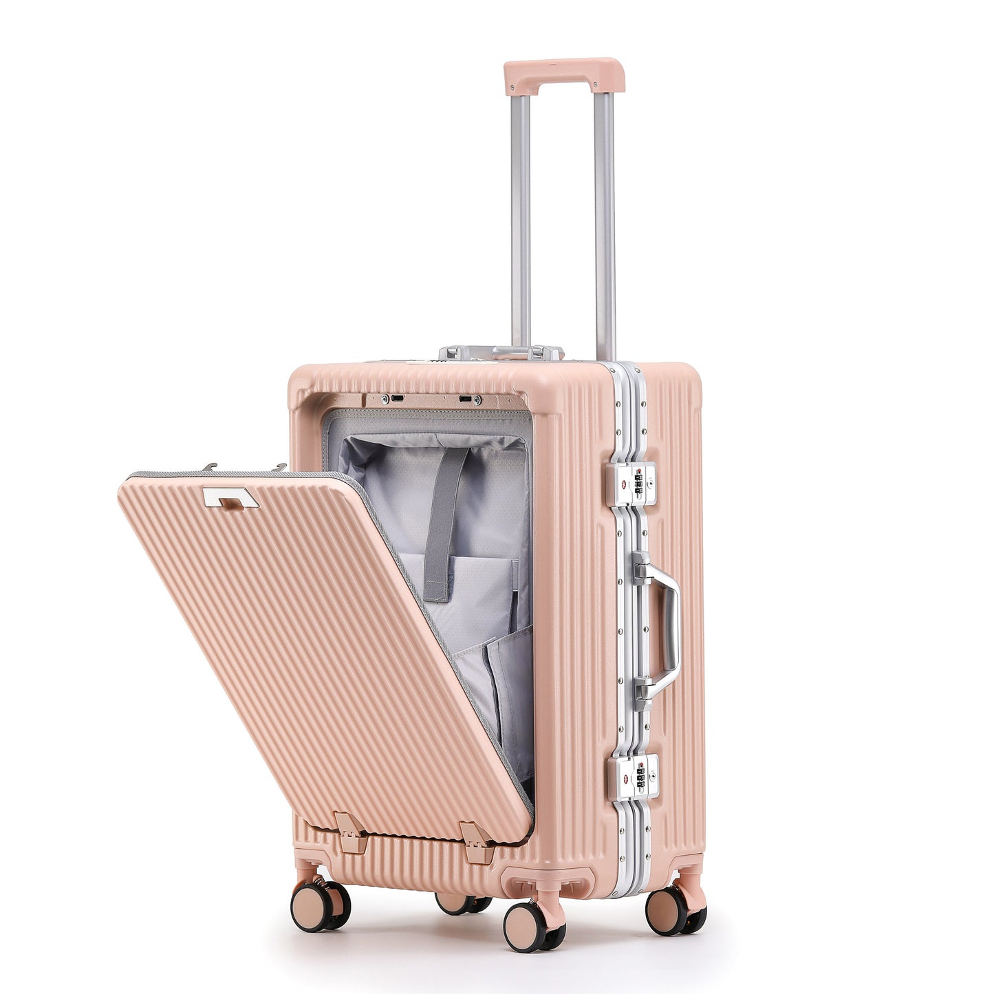 Multifunctional Aluminum Frame Luggage with USB Port