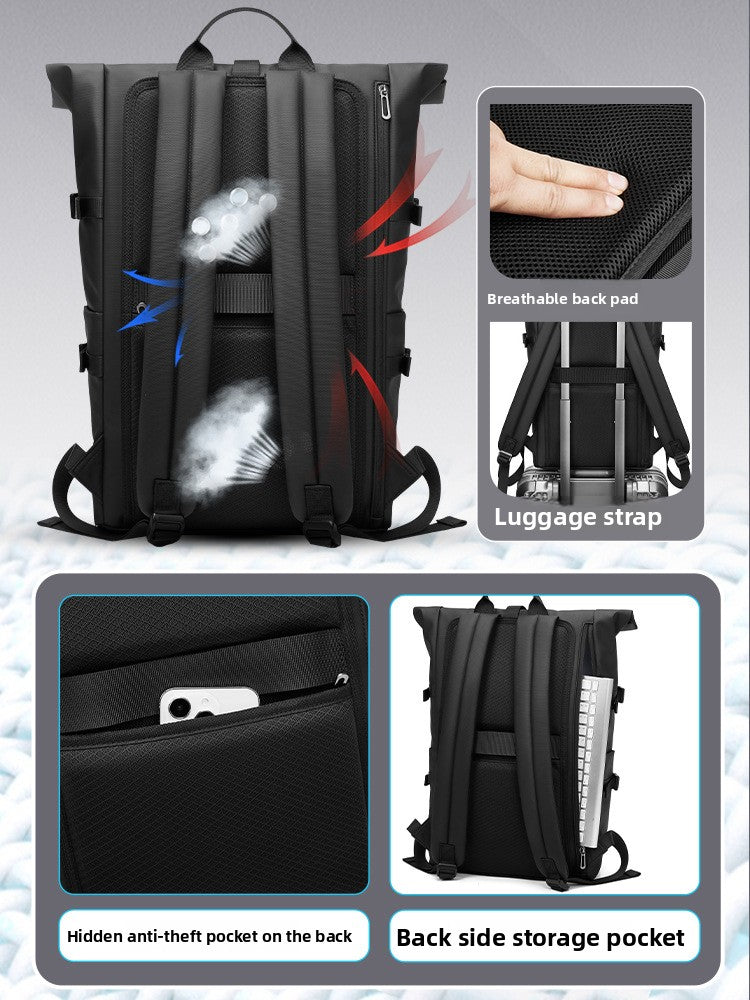Roll Top Backpack Large Capacity Travel Bag