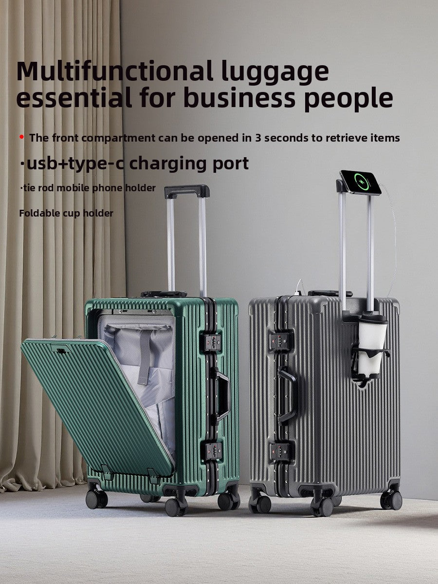 Multifunctional Aluminum Frame Luggage with USB Port