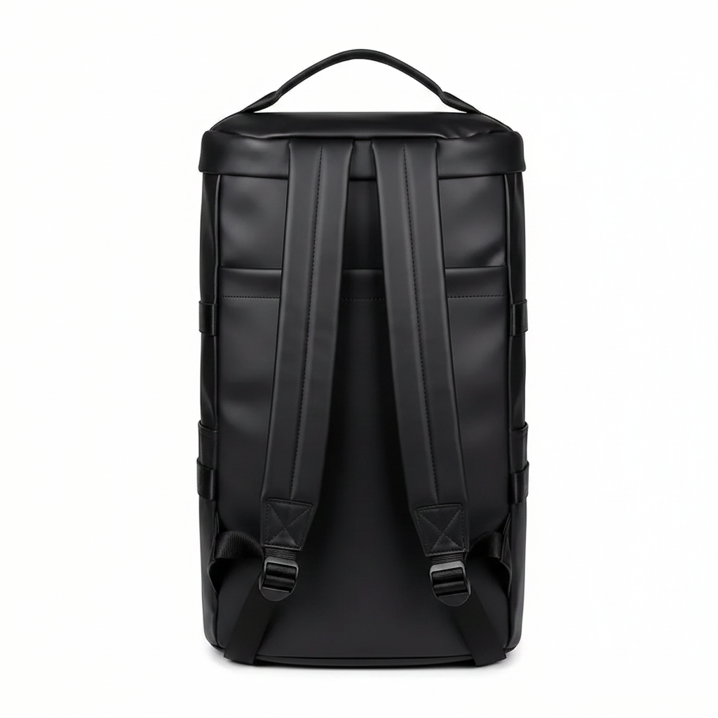 Black backpack - back view